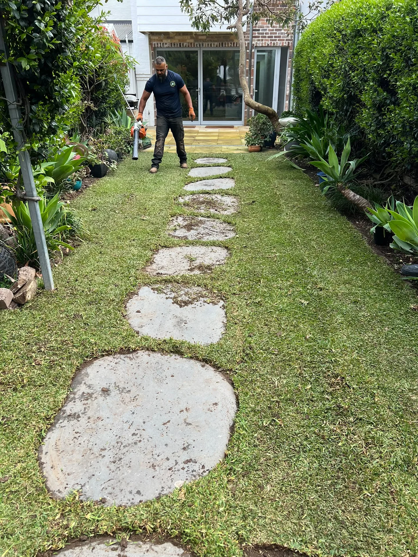 Completed Matilda Buffalo fitted around the stepping stones towards the Glebe home